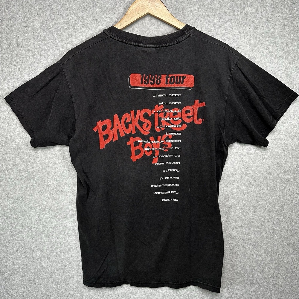Vintage Backstreet Boys 1998 Tour T-Shirt Adult Medium Black Faded Worn - Picture 4 of 8